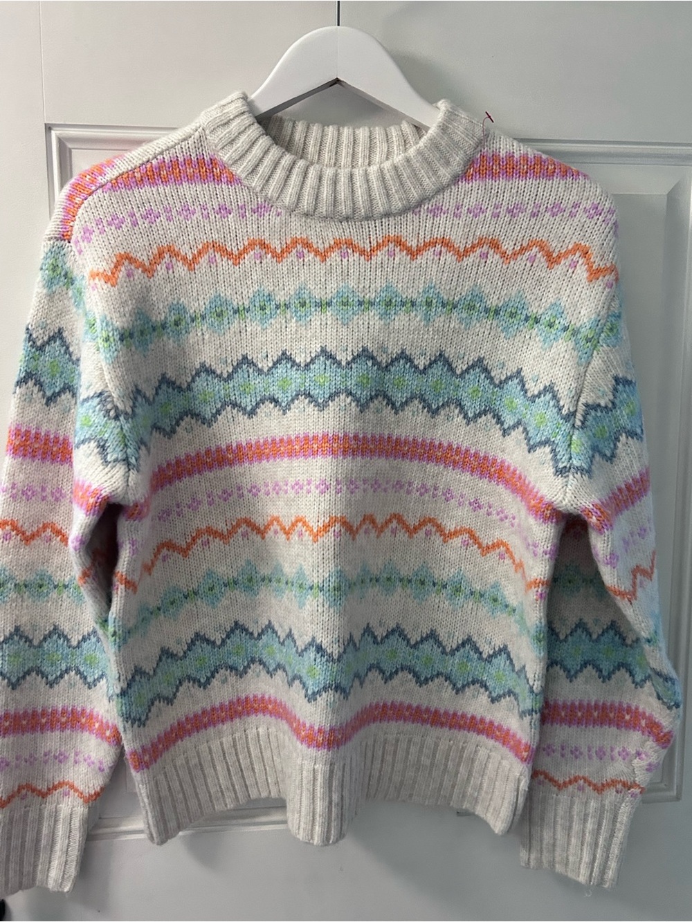 Women's Cream Fair Isle Crewneck Sweater - Multicolor Pattern